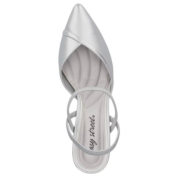 Easy Street Women's Unna Slingback Kitten Heel Pumps Silver Size 8 1/2 - Picture 4 of 5